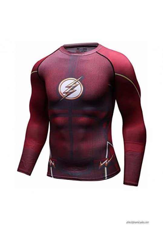 Red Plume Men's Compression Sports Shirt Cool Lightning/Flash Running Long Sleeve Tee
