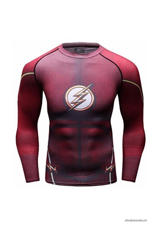 Red Plume Men's Compression Sports Shirt Cool Lightning/Flash Running Long Sleeve Tee