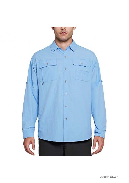 Soniz Men's UPF 50+ Sun Protection Outdoor Long Sleeve Shirt Quick Dry Lightweight Fishing Shirt