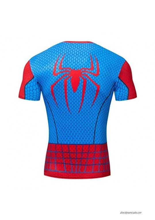 Spider Man Mens T-Shirts Cotton Crewneck Short Sleeve Slim-Fit Vacation Graphic Cosplay Tees for Golf Fishing Gym Workout