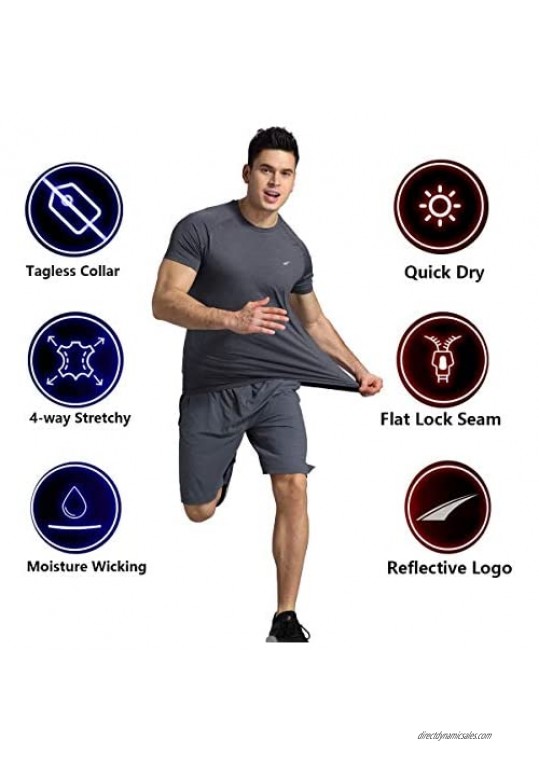 VAYAGER Mens Quick Drying Running Shirts Loose Fit Performance Short Sleeve Lightweight Athletic Workout Shirts for Men