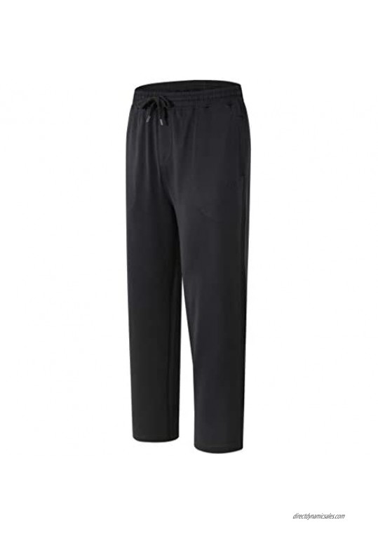 AIRIKE Mens Running Pants Workout Sweatpants Zipper Pockets Solid Marled Black (S-2XL)
