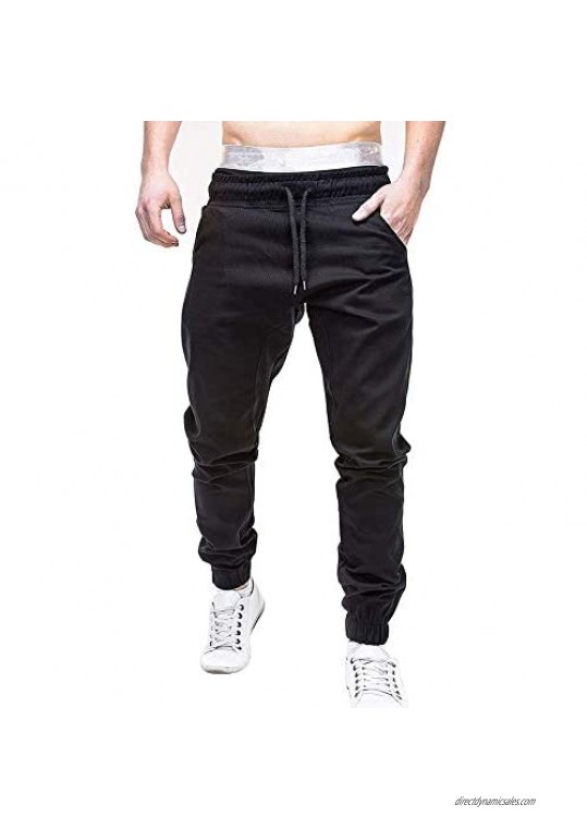 Annystore Casual Mens Athletic Drawstring Pants Slim Fit Workout Sweatpants Running Track Elastic Trousers
