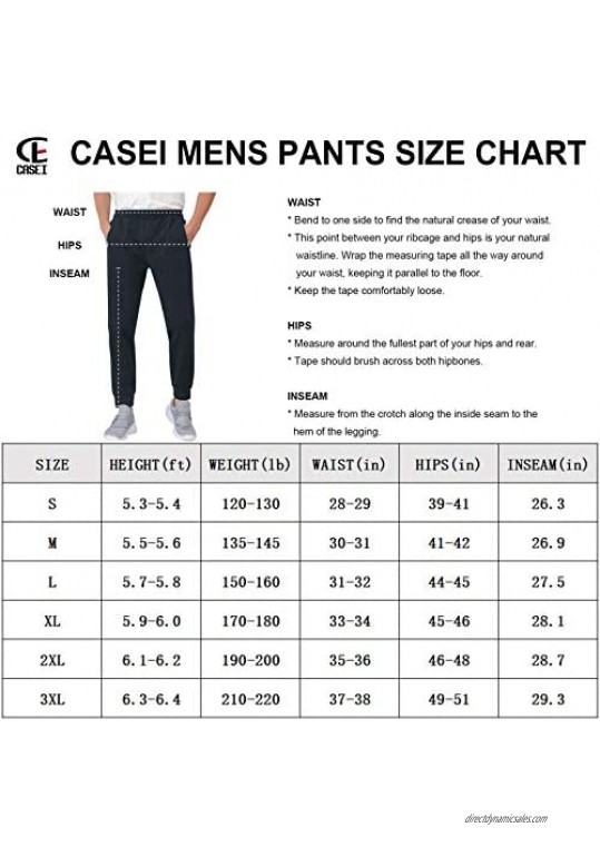 Casei Men's Lightweight Athletic Sweatpant Closed Bottom Casual Joggers Gym Pants with Zipper Pockets