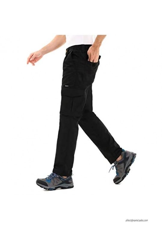 Clothin Men's Elastic Waist Cargo Pants Outdoor Tactical Pants with Pockets