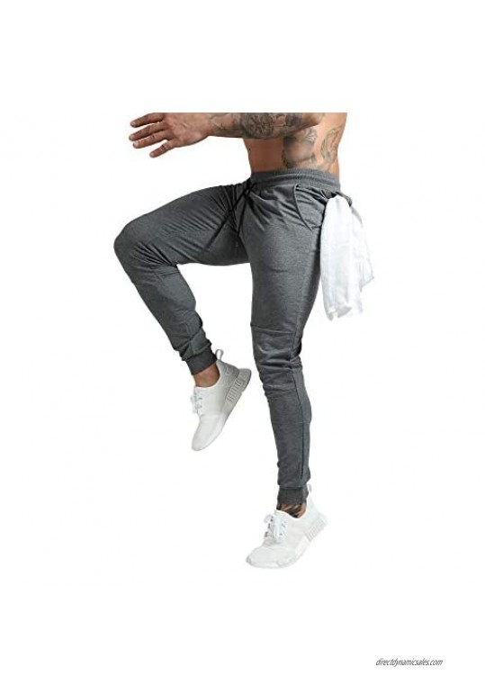 GYM REVOLUTION Men's Workout Tapered Joggers Training Sweatpants Running Pants with Zipper Pocket