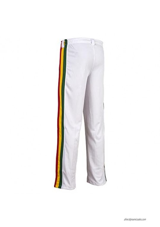 JL Sport Authentic Brazilian Capoeira Martial Arts Pants - Unisex (White with Stripes)
