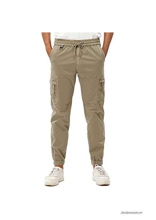 LEPOAR Men's Casual Cargo Pants with Pockets Elastic Drawstring Military Outdoor Tactical Pants