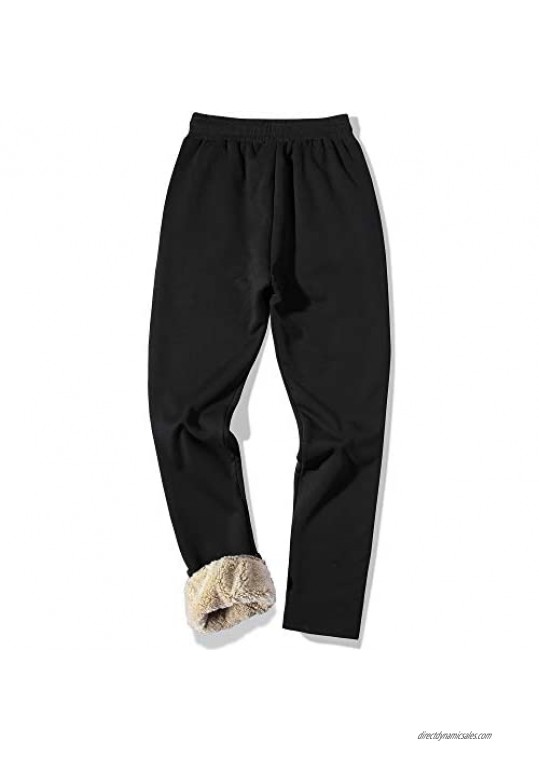 MACHLAB Men's Thermal Fleece Jogger Pants Sherpa Lined Sweatpants Winter Warm Thick Track Pants