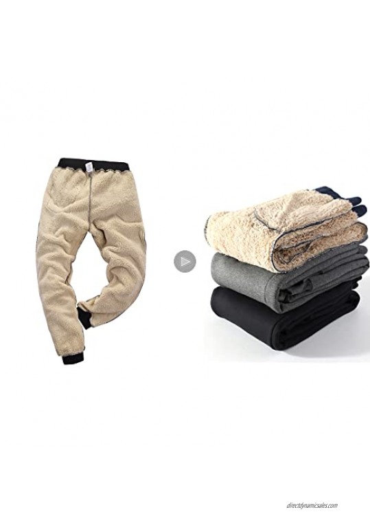 MACHLAB Men's Thermal Fleece Jogger Pants Sherpa Lined Sweatpants Winter Warm Thick Track Pants