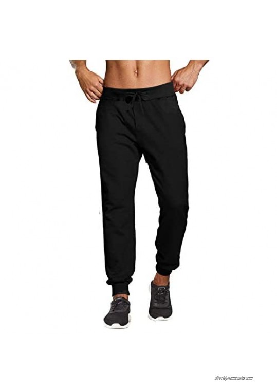 Mens Basic Fleece Jogger Pants Workout Running Athletic Sweatpants Drawstring Loose Fit Pants with Pockets