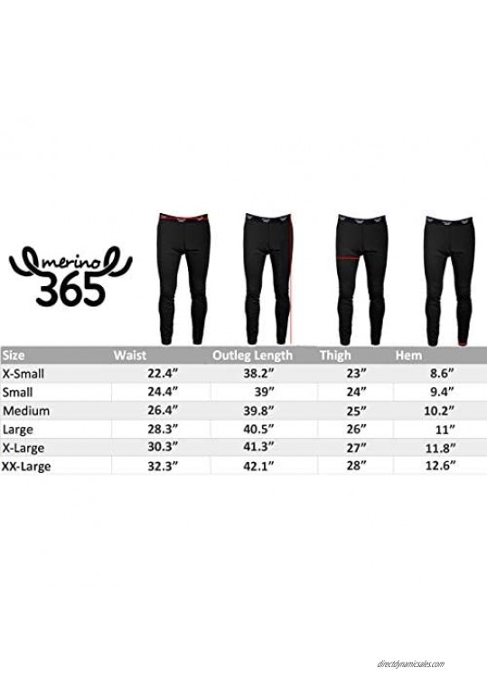 Merino 365 Men's Slim Pant 100% New Zealand Merino Base Layer Thermal Bottom