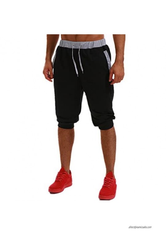 MODCHOK Men's 3/4 Jogger Capri Pants Sport Shorts Elastic Sweatpants Running Trouser with Pockets