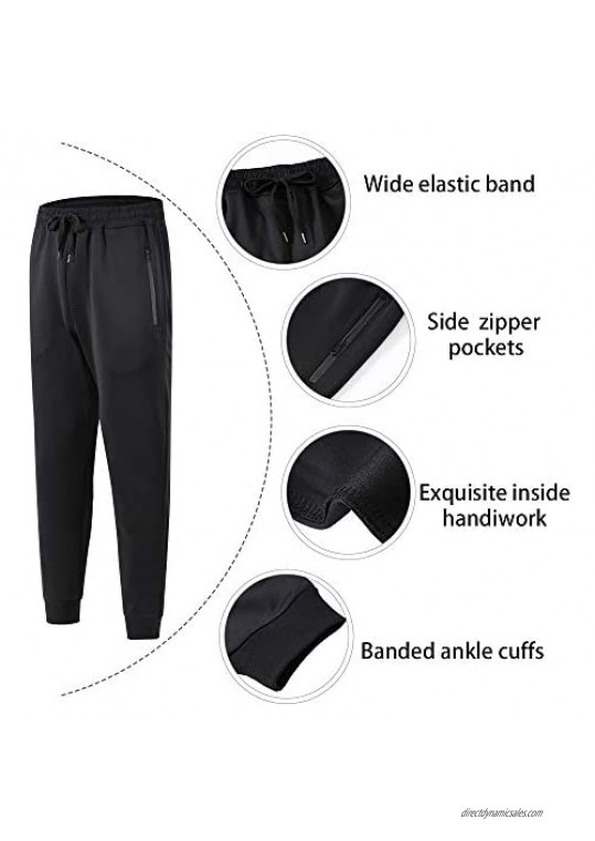 MoFiz Men's Active Pants Athletic Pants Men's Sports Sweatpants with Zipper & Deep Pocket Drawstring