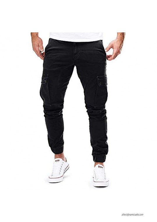 MorwenVeo Men's Gym Jogger Casual Pants-Slim-Fit Basic Sweatpants with Pockets - 5 Colors