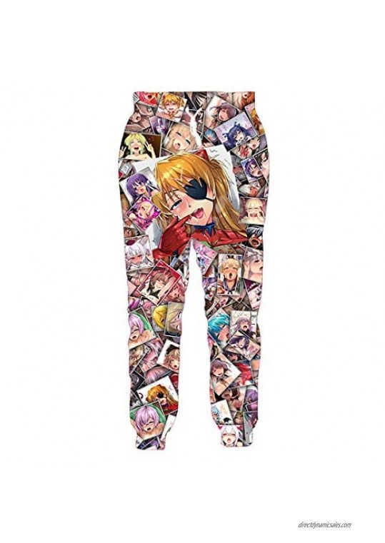 NUOHUX Men's Ahegao Sweatpants Anime Pants Funny 3D Pattern Trouse Gym Joggers for Running