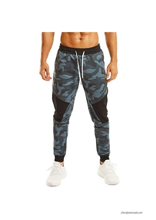 Ouber Men's Slim Fit Camo Jogger Sweatpant Cotton Tapered Gym Pants