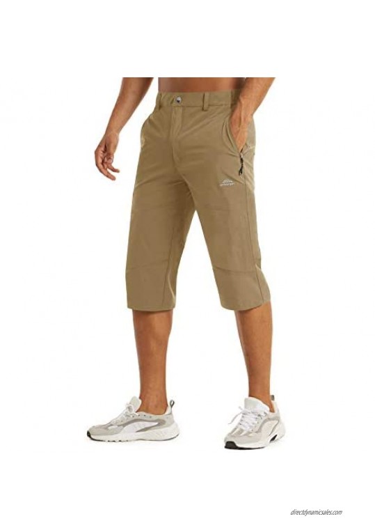 TACVASEN Men's 3/4 Hiking Pants Summer Quick Dry Shorts Lightweight Sweat Shorts Multi Pocket Capri Pant Waist Elastic