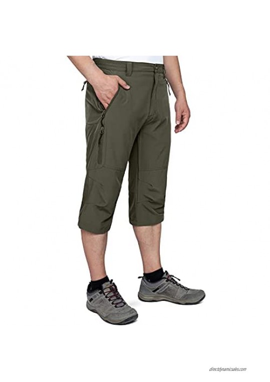 33 000ft Men's 3/4 Shorts Hiking Golf Capri Quick Dry Lightweight Stretch Below Knee Shorts with Zipper Pockets