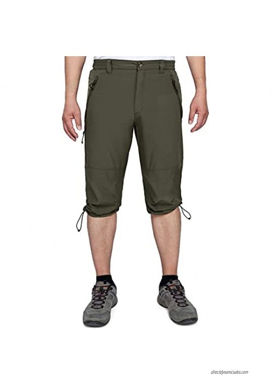 33 000ft Men's 3/4 Shorts Hiking Golf Capri Quick Dry Lightweight Stretch Below Knee Shorts with Zipper Pockets