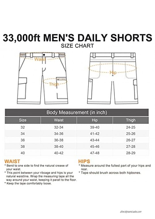 33 000ft Mens Daily Shorts with Elastic Waist Drawstring Summer Casual Sports Shorts for Hiking Camping Dating Working