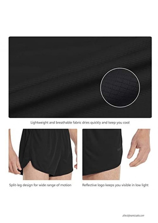 BALEAF Men's 3 Inches Running Shorts Reflective Active Gym Workout Shorts