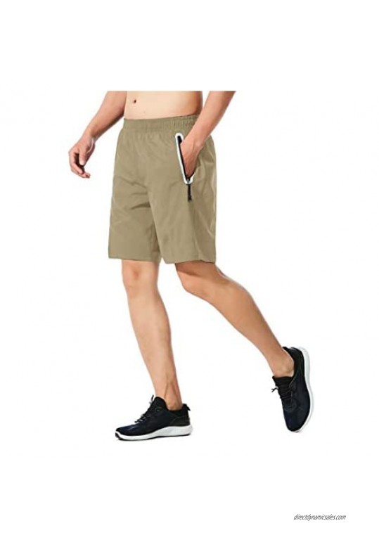 BIYLACLESEN Men's Hiking Shorts Lightweight Quick Dry Workout Gym Running Shorts with Zipper Pockets