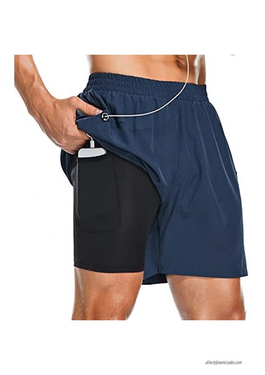 BTAPARK 2 in 1 Workout Running Shorts for Men Quick Dry Shorts Fitness Athletic Training Shorts