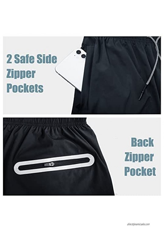 BUXKR Men's 7 Inch Running Shorts Athletic Workout and Gym Shorts with Zipper Pockets