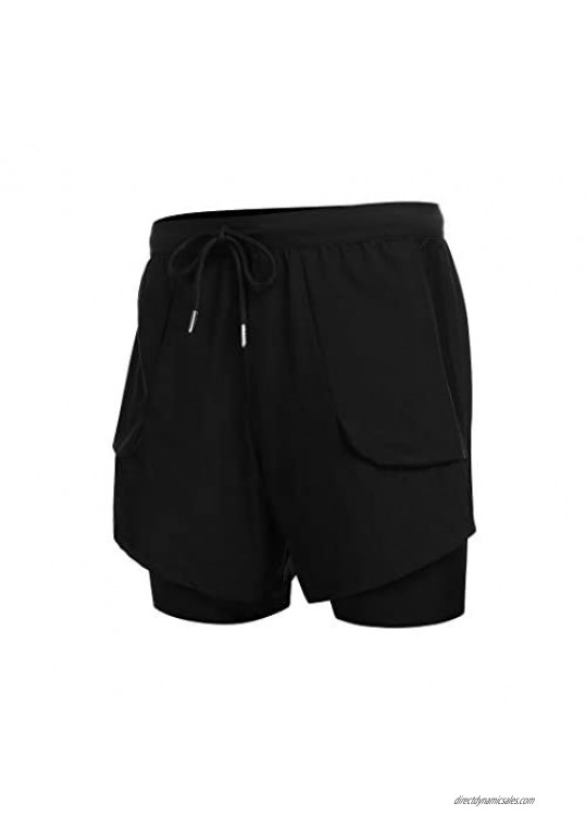 COOFANDY Men's 2 in 1 Workout Running Shorts Quick Dry Gym Training Shorts with Pockets and Towel Loop