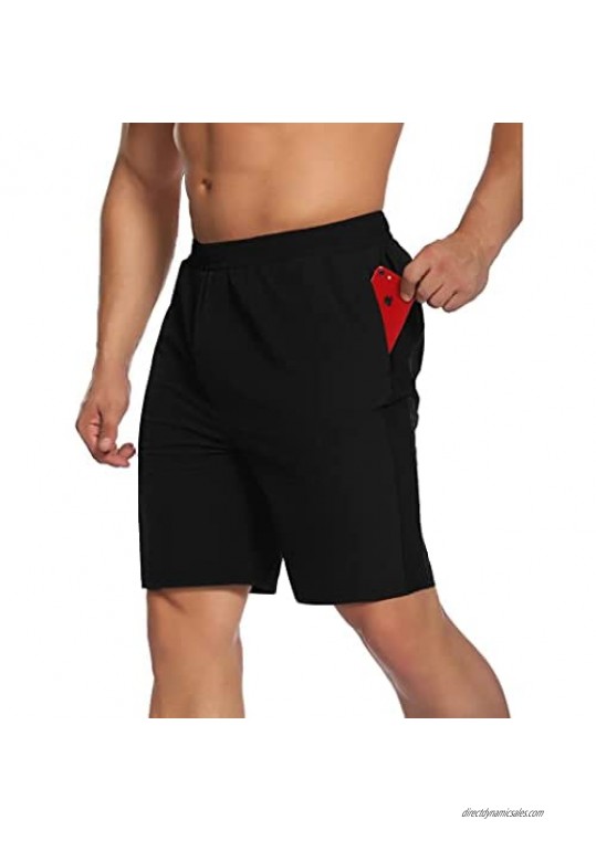 COOrun Men's Workout Running Shorts Quick-Dry Zipper Pockets Athletic Gym Training Shorts with Towel Loop