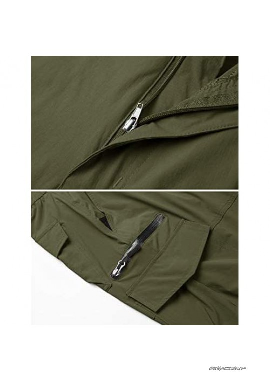 EKLENTSON Men's Outdoor Stretch Expandable Waist Quick Dry Capris Lightweight Cargo Shorts with Multi Zipper Pockets