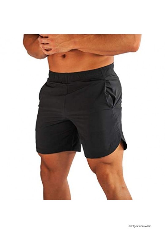 FLYFIREFLY Men's Gym Workout Shorts Running Fitted Training Jogger Slim Short Pants