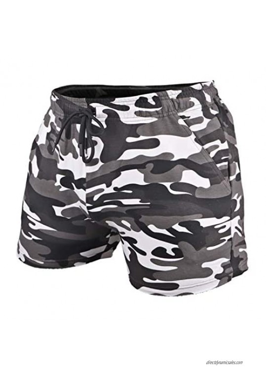GYMAPE Men's Workout Shorts 4 Inch Inseam Slim Fit Stretchy 95% Terry Cotton 5% Spandex for Running Bodybuilding Sports