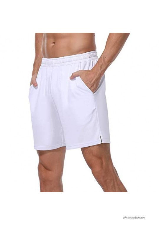 HISKYWIN Men's 7" Quick-Dry Running Shorts Workout Jogging Mesh Shorts with Pockets Zip