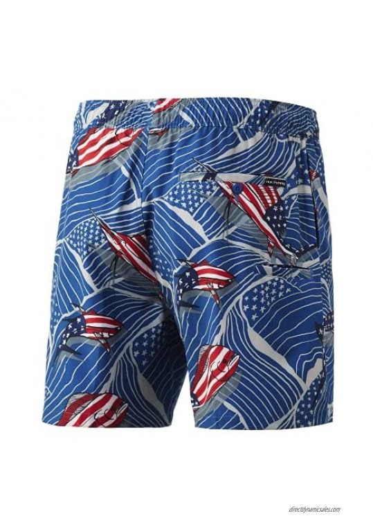 HUK Men's Playa 17 Quick-Drying Performance Fishing & Swimming Shorts with UPF 30+ Sun Protection Americana Large