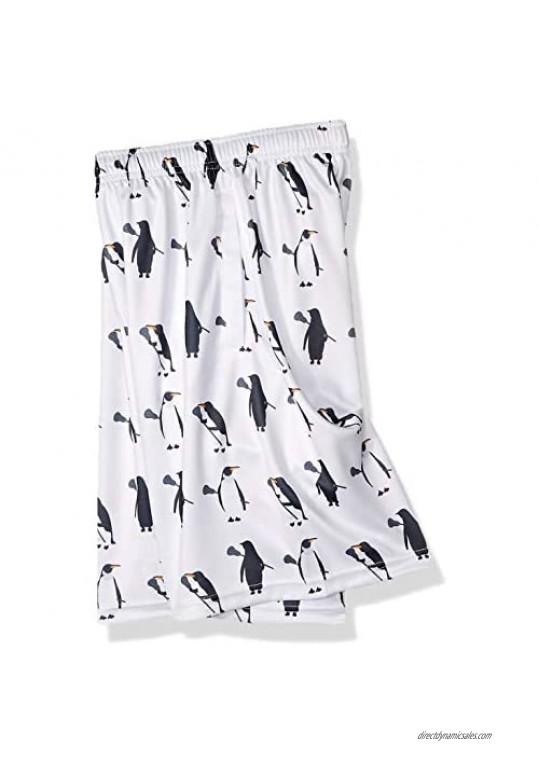 Lacrosse Shorts - Penguins with Lacrosse Sticks Pattern Knee Length with Deep Pockets