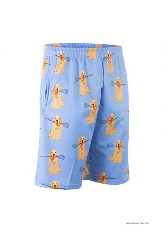Lacrosse Shorts with Golden Retrievers Knee Length with Deep Pockets