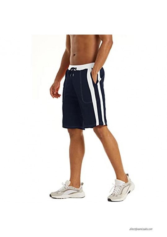 MAGNIVIT Men's Workout Running Shorts Quick Dry Lightweight Gym Mesh Shorts with Contrast Stripes