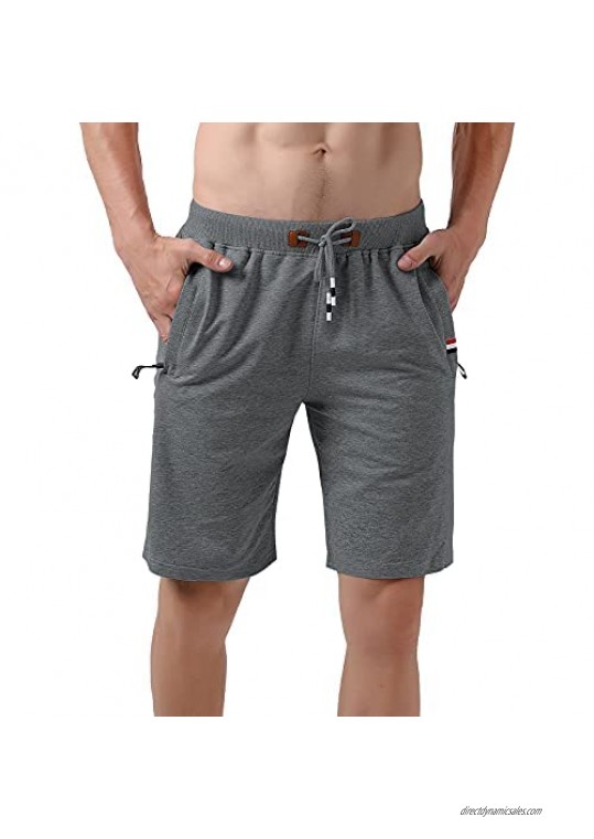 Magritta Men's Shorts Casual Workout Shorts with Zipper Pockets Drawstring Stretch Elastic Waist