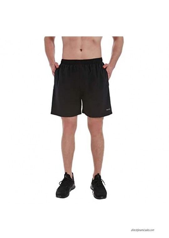 Men's 5 Inches Running Athletic Shorts Quick Dry Lined Workout Shorts Zip Pocket