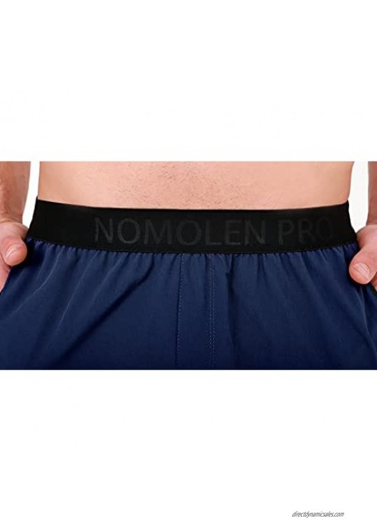 Nomolen Men's 7 Inches Running Athletic Shorts Quick Dry Lightweight Gym Workout Training Shorts with Zipper Pockets