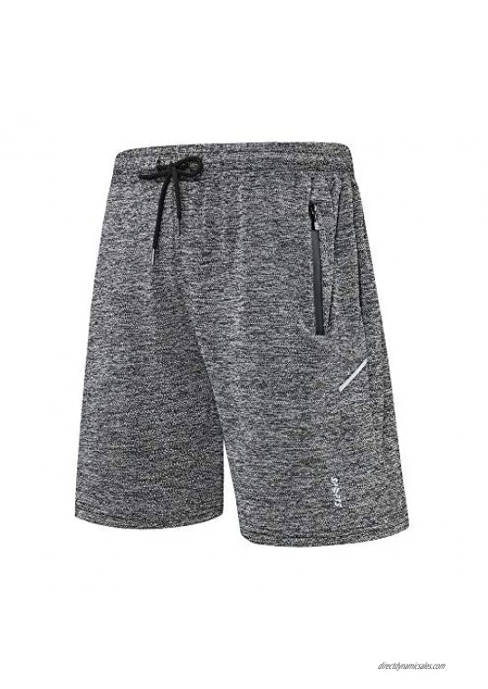 OPALOS Men's Running Shorts Active Athletic Performance Shorts for Men with Zipper Pockets