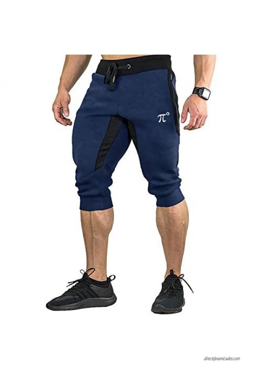 PIDOGYM Men's 3/4 Joggers Capri Casual Pants Running Gym Shorts with Zipper Pockets