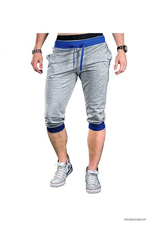 PIQEIR Mens Jogger Capri Shorts with Elastic Waist Drawstring Relaxed Fit Casual Shorts