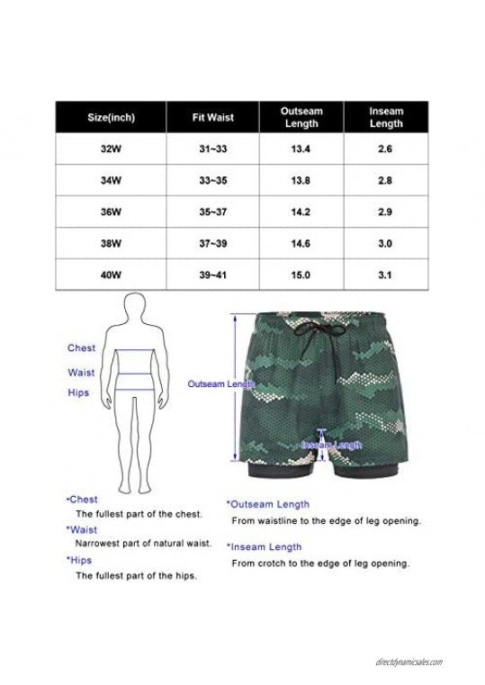 PJ PAUL JONES Men's 2 in 1 Camo Running Shorts Lightweight Quick Dry Gym Athletic Shorts with Phone Pocket