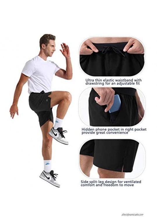 REYSHIONWA Men's 7 Inch Running Athletic Quick Dry Shorts Workout Training Basketball Gym Shorts with Pockets