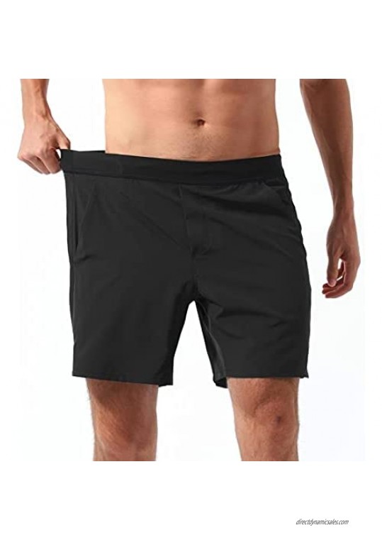 REYSHIONWA Men's 7 Inch Running Athletic Quick Dry Shorts Workout Training Basketball Gym Shorts with Pockets