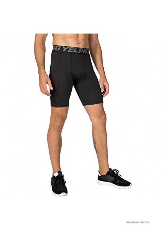 Yuerlian Men's Compression Shorts Cool Dry Sports Underwear Workout Shorts Running Tights with Pockets