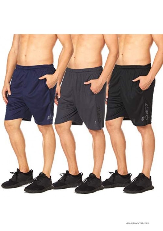 Zupo 3 Pack: Men's Running Training Active Performance Athletic Workout Gym Shorts with Mesh Liner Underwear